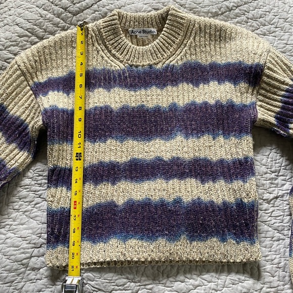 ACNE STUDIOS Kelecta Stripe Wool Blend Sweater In Beige/Blue - Picture 5 of 11